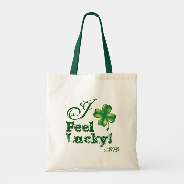 St. Patrick's Day Monogram, Feel Lucky, Shamrock Tygkasse (Baksida)