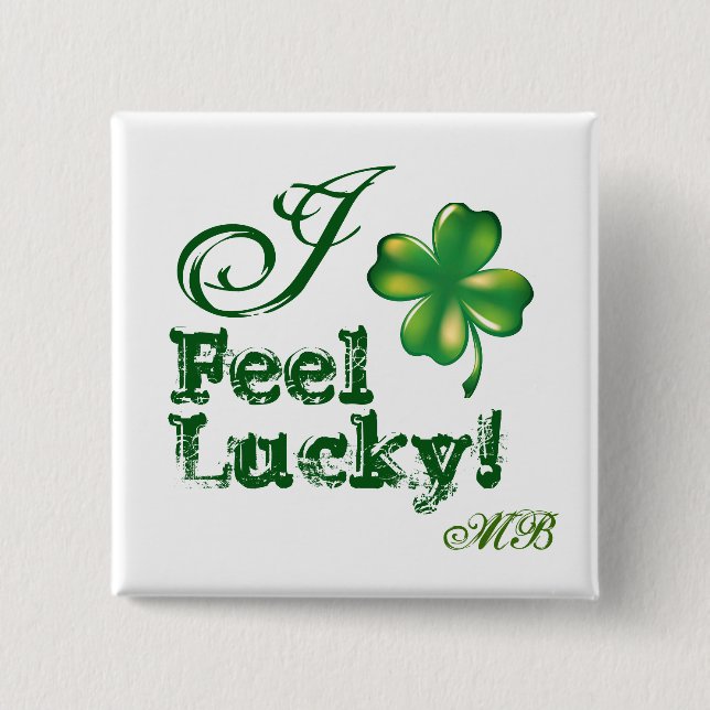 St. Patrick's Day Monogram Jag Känner Mig Lucky, S Knapp (Framsida)