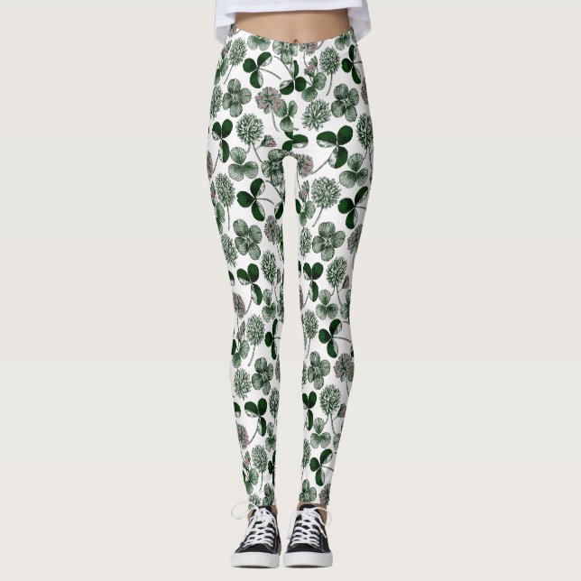 St patricks day mönster klöver leggings (Framsida)