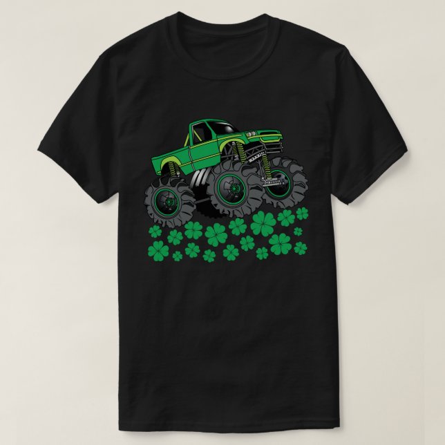 St patricks day Monster Lastbil Boys Gift T Shirt (Design framsida)