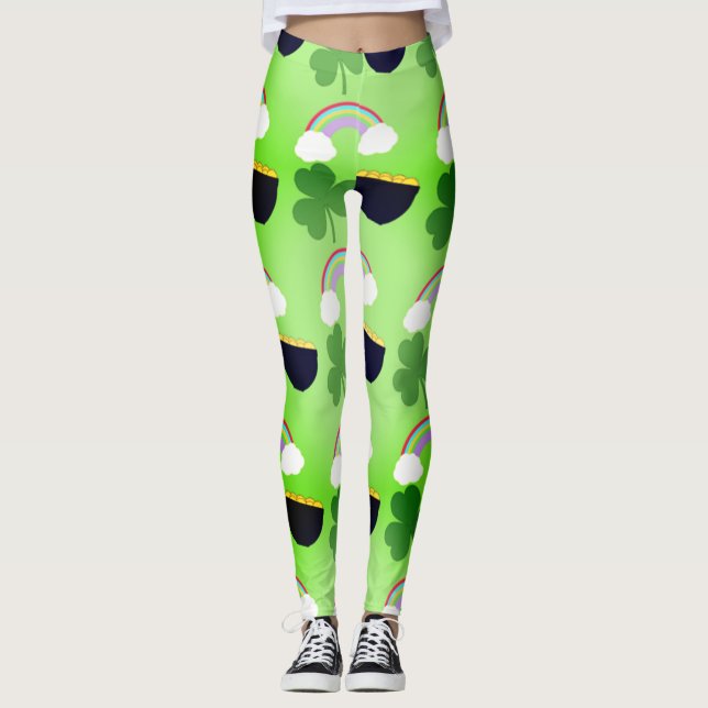 St. Patrick's Day Mönster Leggings (Framsida)