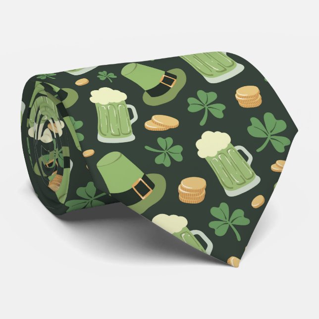St Patricks Day Mönster Mörkgrönt Skål Shamrock Slips (Rullad)