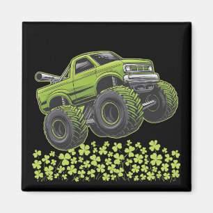 St Patricks Day Monster Truck Lucky Shamrock Magnet