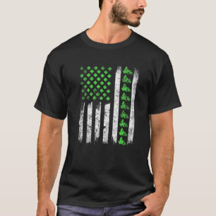 St patrick's day Motocross Irish American Flagga S T Shirt