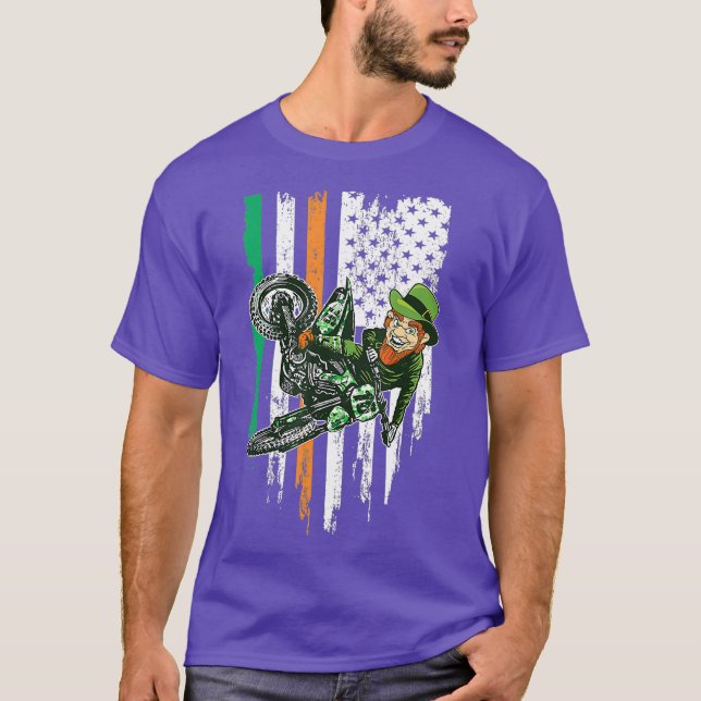 St patricks day Motocross MX Irish Leprechaun T Shirt (Framsida)