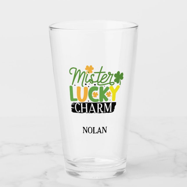 St. Patrick's Day Mr Lucky Charm Grönt Irish Beer Glaskopp (Framsida)