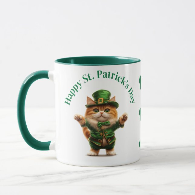 St. Patrick's Day Mugg – Katt Leprechaun & Festiv  (Vänster)