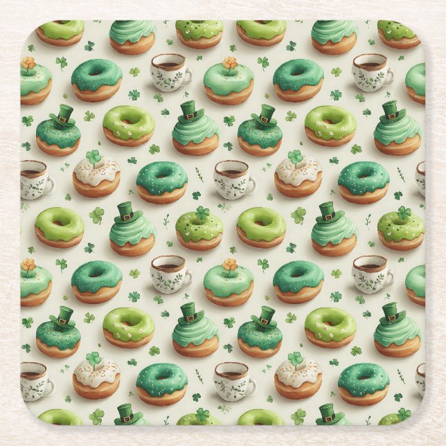 St. Patrick's Day-munkar & kaffe Vattenfärg Underlägg Papper Kvadrat (Framsidan)