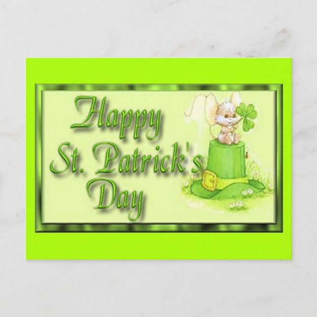 St Patricks Day Mus Hatt Clover Vykort (Framsida)