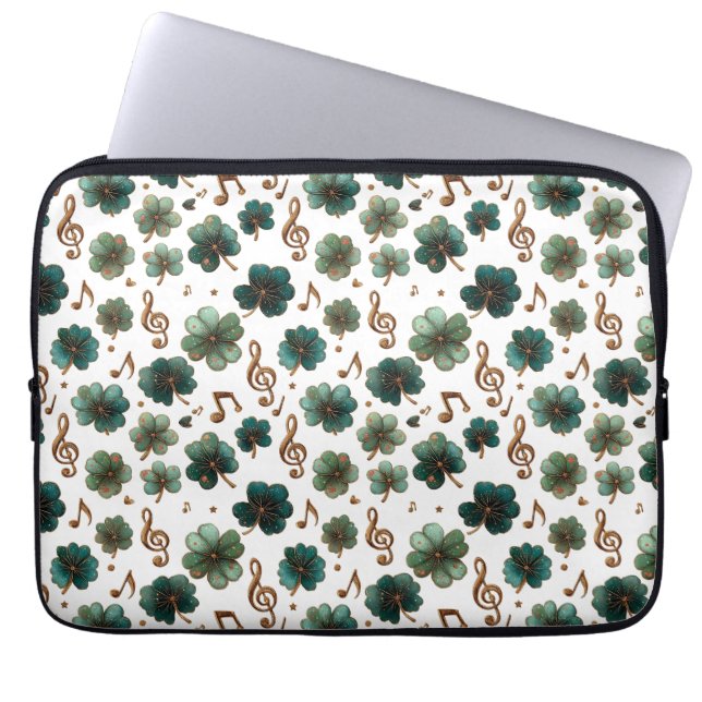 St. Patrick's Day Musikalisk Shamrock Laptop Fodral (Framsidan)