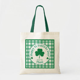 St Patricks Day NAME Irish Clover Green Check Tygkasse