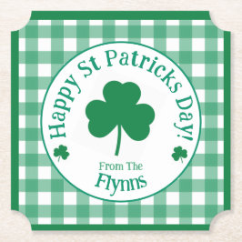 St Patricks Day NAME Irish Clover Green Check Underlägg Papper