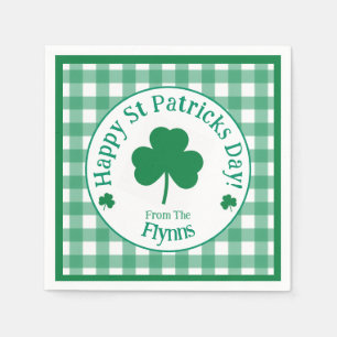 St Patricks Day NAMN Irländsk Klöver Grön Kryss Pappersservett