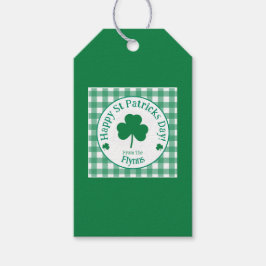 St Patricks Day NAMN Irländsk Klöver Grön Kryss Presentetikett