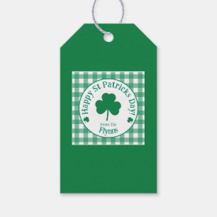 St Patricks Day NAMN Irländsk Klöver Grön Kryss Presentetikett
