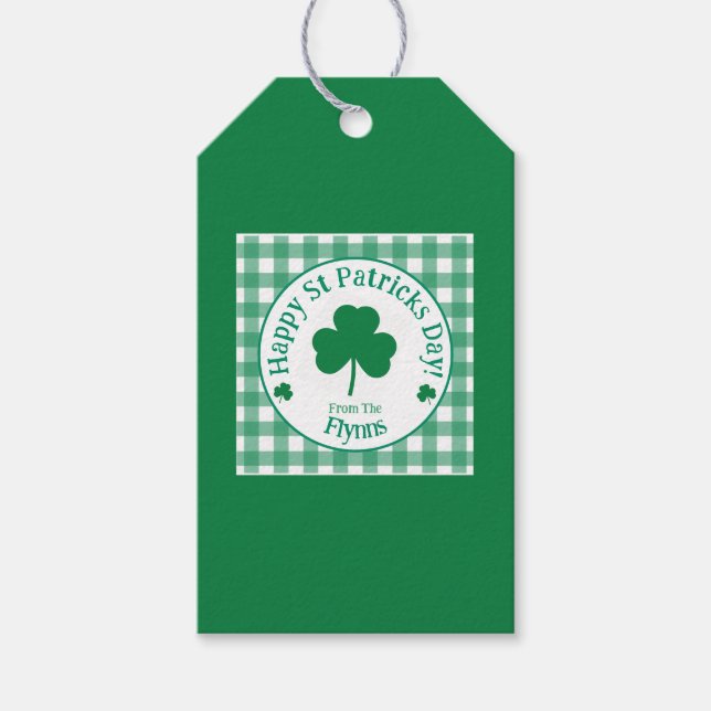 St Patricks Day NAMN Irländsk Klöver Grön Kryss Presentetikett (Framsidan)