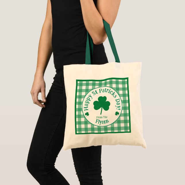 St Patricks Day NAMN Irländsk Klöver Grön Kryss Tygkasse (Framsida (produkt))