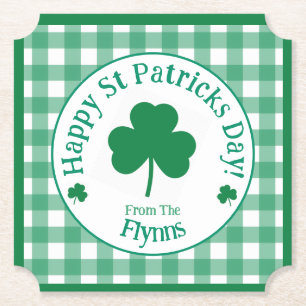 St Patricks Day NAMN Irländsk Klöver Grön Kryss Underlägg Papper