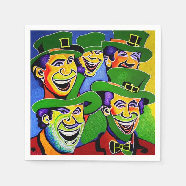St. Patrick's Day Napkins med Leprechaunsar Pappersservett (Framsidan)