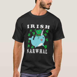 St patricks day Narwhal Irish Narwhal Shamrock Rol T Shirt