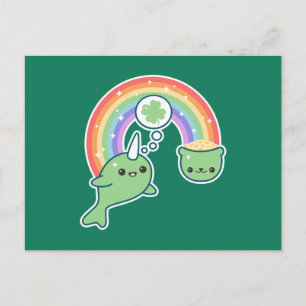 St patrick's day Narwhal Vykort