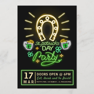 St. Patrick's Day Neon Fest Flyer Inbjudningar