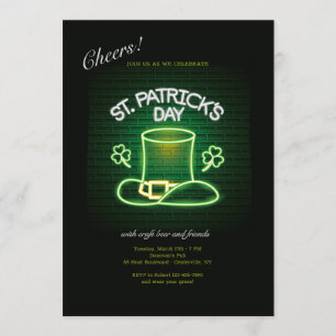 St. Patrick's Day Neon Inbjudningar