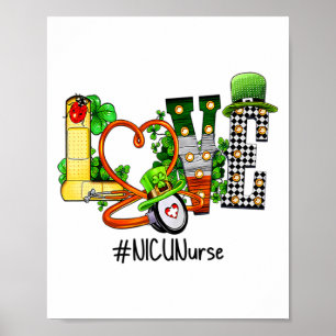 St Patricks Day Nicu Sjuksköterska Shamrock Irländ Poster