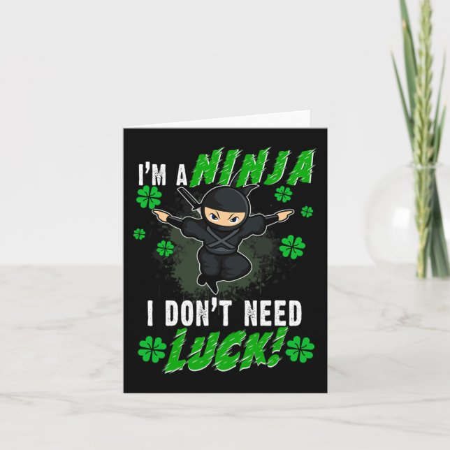 St. Patrick's Day Ninja Lycka Grön Barnpresent Klö Kort (Framsida)