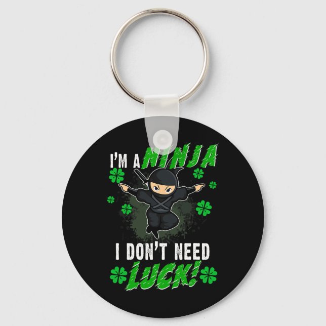 St. Patrick's Day Ninja Tur Grönt Kids Gift Clove Nyckelring (Framsida)