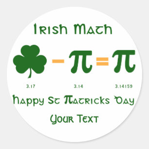 St patricks day- och Pi Day-etikett Namn bricka Runt Klistermärke