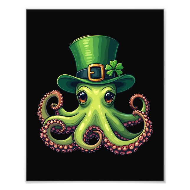St patricks day Octopus Cute Saint Pattys Fototryck (Framsidan)