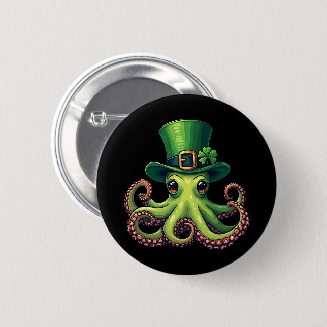 St patricks day Octopus Cute Saint Pattys Knapp (Framsida & baksida)