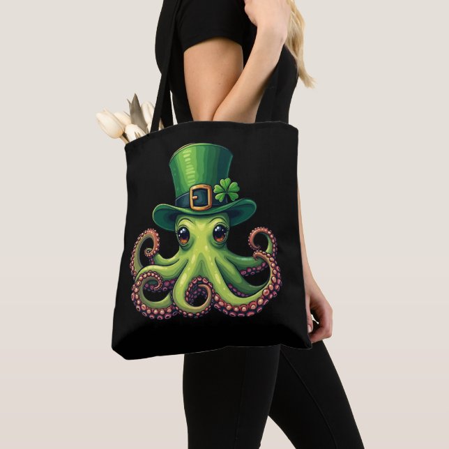 St patricks day Octopus Cute Saint Pattys Tygkasse (Närbild)