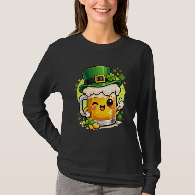St Patricks Day Öl Maskot Irländsk Firande T Shirt (Framsida)