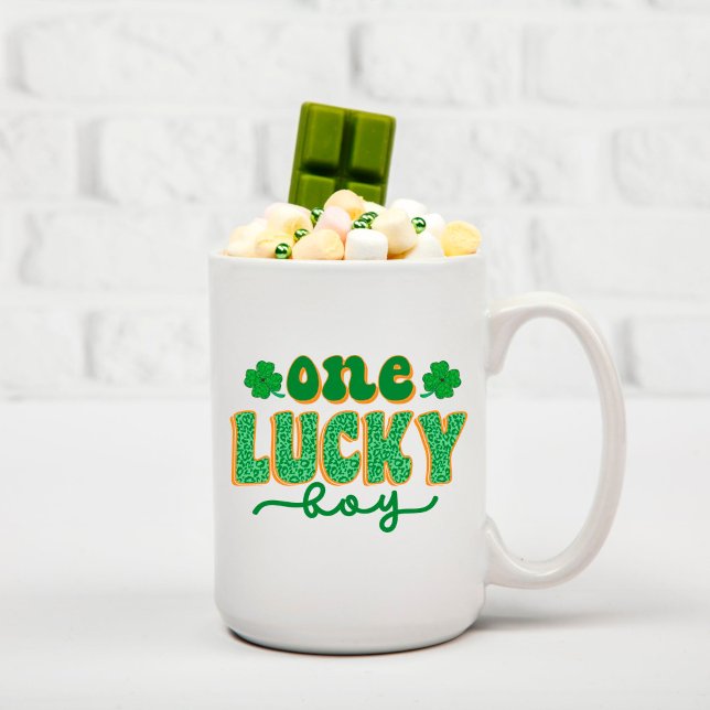 St. Patrick's Day One Lucky Boy Grönt Klöver Kaffemugg (Skapare uppladdad)