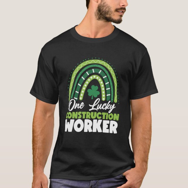 St patricks day One Lucky Construction Worker T Shirt (Framsida)