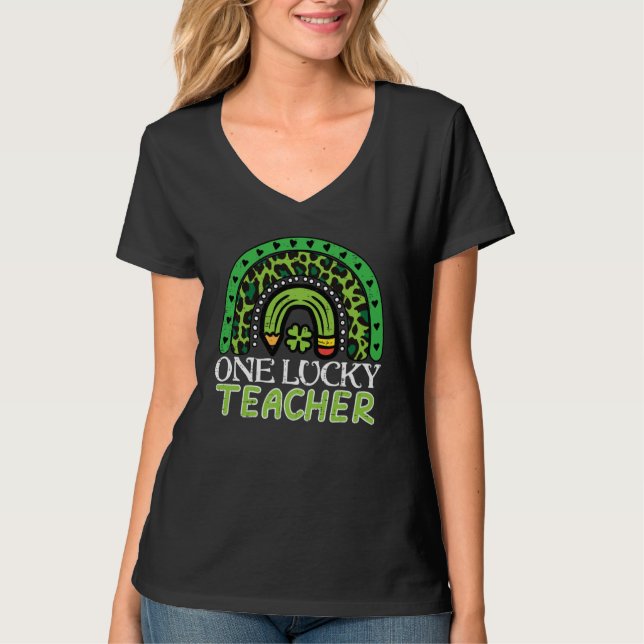 St Patricks Day One Lucky Teacher Saint Pattys Pad T Shirt (Framsida)