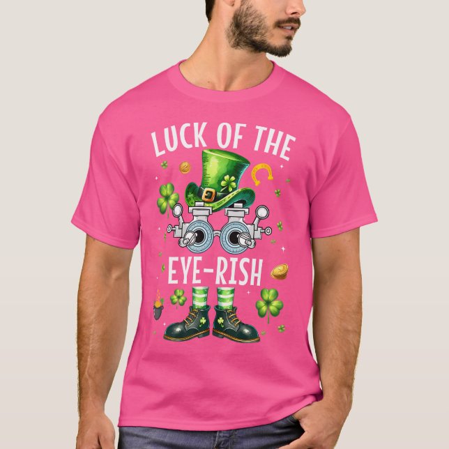 St patrick's day Optometrist Irish Gnome Lucky Öga T Shirt (Framsida)