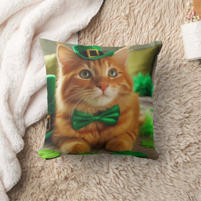 St patrick's day Orange Tabby Kudde (Filt)