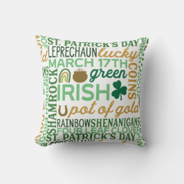 St patrick's day Ord Art Collage Dekorativ kudde