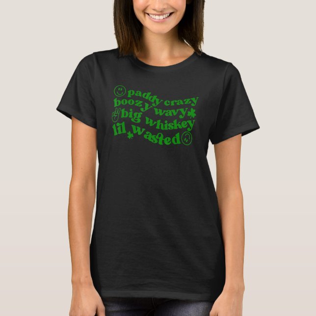 St patricks day Paddy Crazy Boozy Vågigt Big Whisk T Shirt (Framsida)