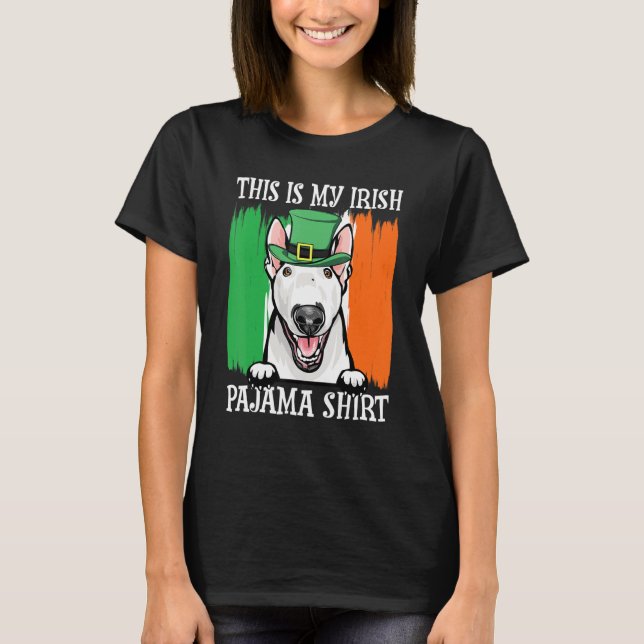 St patrick's day Pajamas Bull Terrier Shamrock Iri T Shirt (Framsida)
