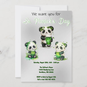 St. Patrick's Day Panda Björn Fest Inbjudningar