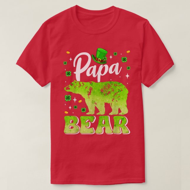 St Patricks Day Papa Bear Family Matching  T Shirt (Design framsida)