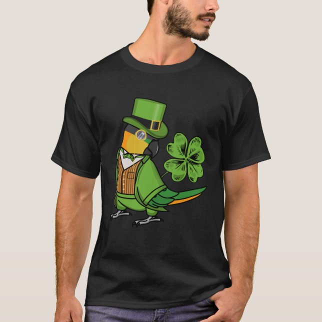 St Patricks Day Parrot I Black headed Caique T Shirt (Framsida)