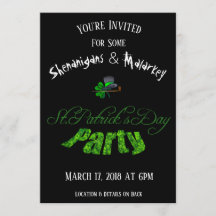 St. Patrick's Day Party bjudan Black -