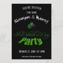 St. Patrick's Day Party bjudan Black - Inbjudningar