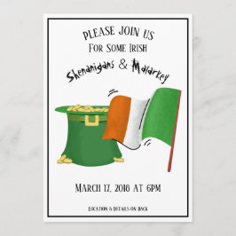 St. Patrick's Day Party bjudan Guld Pot & Flagga Inbjudningar