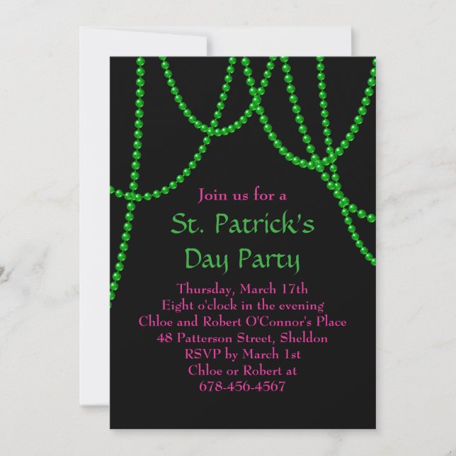St. Patrick's Day Party bjudande in till Rosa & Bl Inbjudningar (Framsida)